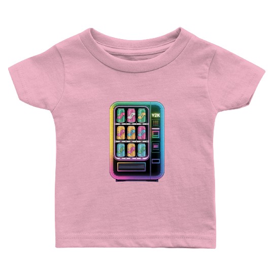 Y2K Cyber Vending Machine with Iridescent Drinks Baby T Shirts