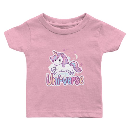 Magical Unicorn in Pastel Universe Baby T Shirts