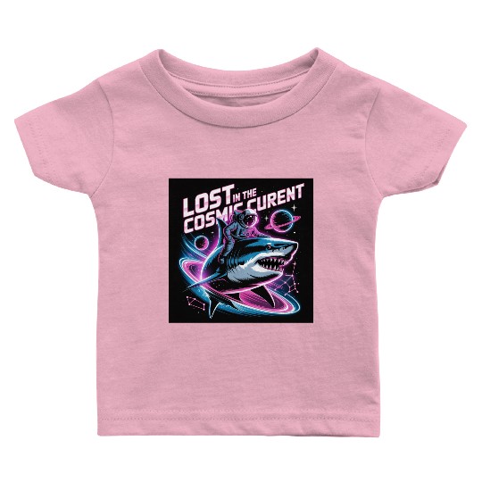 Lost in Cosmic Adventure Shark Baby T Shirts