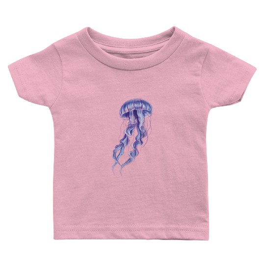 Bioluminescent Purple Jellyfish Illustration Baby T Shirts