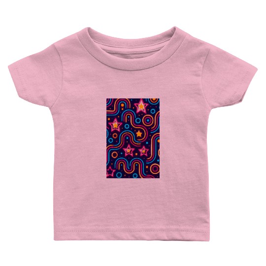 Neon Starburst Cosmic Pattern Baby T Shirts