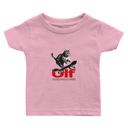 Cool Skateboard CAT with cute Boy Name ULF Baby T Shirts