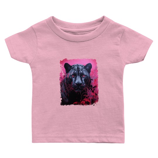 Pink Pop Art Black Panther  Baby T Shirts