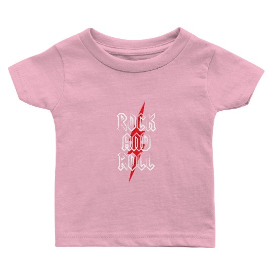 Rock and Roll and Lightning Rock Design Baby T Shirts