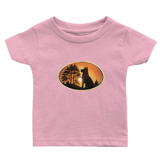 Sunset Wilderness Wolf Silhouette Baby T Shirts