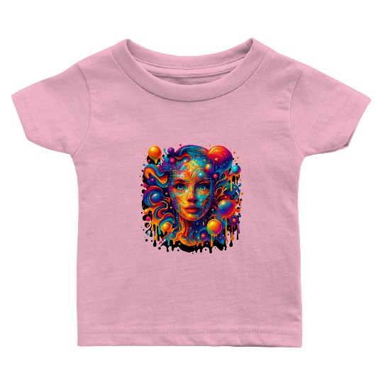 Vivid Psychedelic Woman Portrait Baby T Shirts