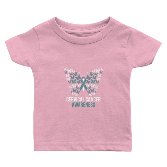 Cervical Cancer Awareness Butterfly Design Baby T Shirts
