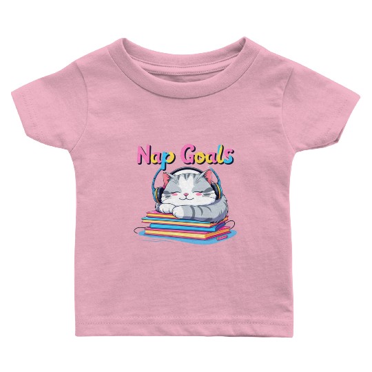 Cute Cat Nap Goals Design Baby T Shirts