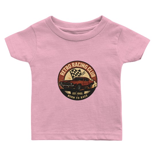 Retro Racing Club Emblem Baby T Shirts