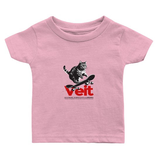 Cool Cat Skateboard with cute Boy Name VEIT Baby T Shirts