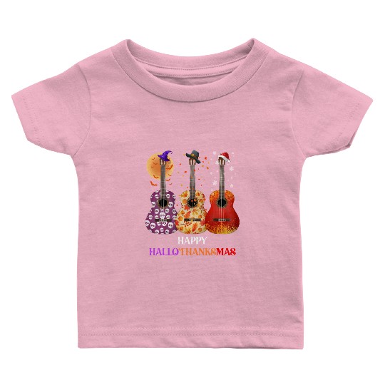 Happy HalloThanksMas Guitar  Baby T Shirts