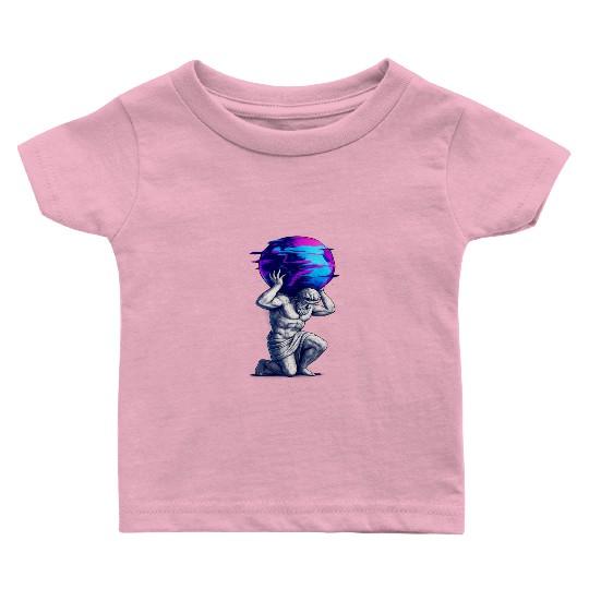Ancient Titan Carrying Earth Artwork Baby T Shirts