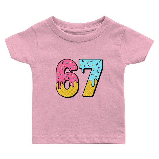 Six Seven Meme Ice Cream Drip Waffle Cone Funny 67 Baby T Shirts