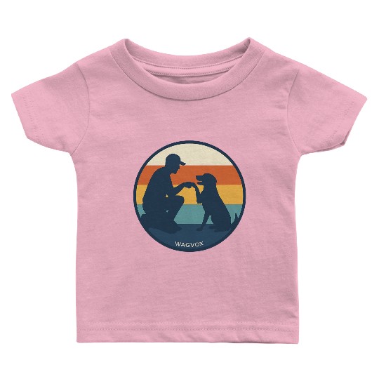 Dog Dad Retro Sunset Badge Baby T Shirts | Wagvox