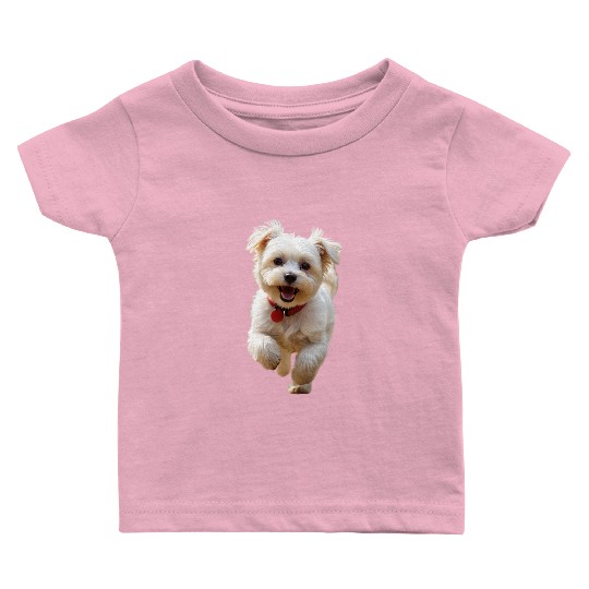 Joyful Puppy Run Illustration Baby T Shirts