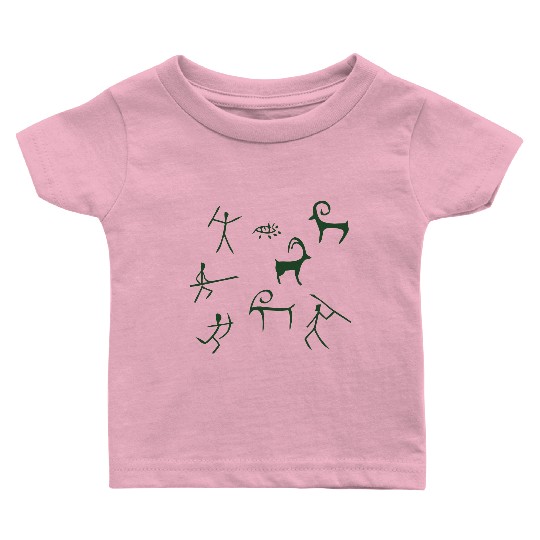Caveman hunting cave drawings Baby T Shirts