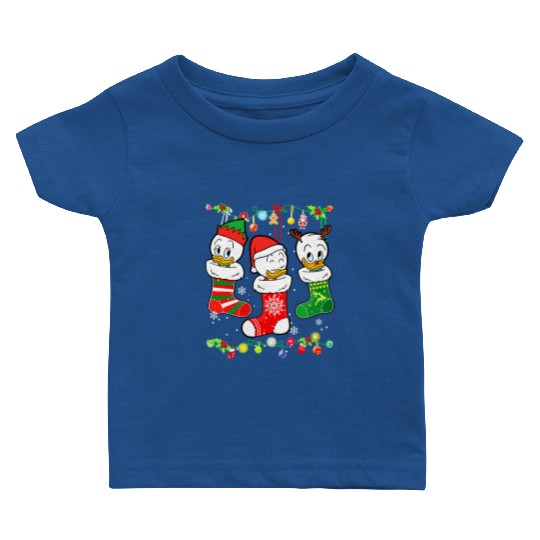 Disney DuckTales Huey, Louie, Dewey Christmas Socks Lights Baby T Shirts
