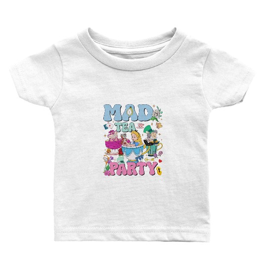 Vintage Mad Tea Party Disneyland Alice in Wonderland Baby T Shirts, Floral Alice Mad Hatter