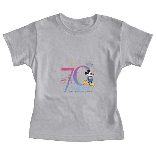 Discover 70Th Anniversary Disneyland Resort 1955 Baby Tees, Happiest Place On Earth, Mickey Mouse Platinum Celebration Classic Pose Baby Tees, Disneyland Trip