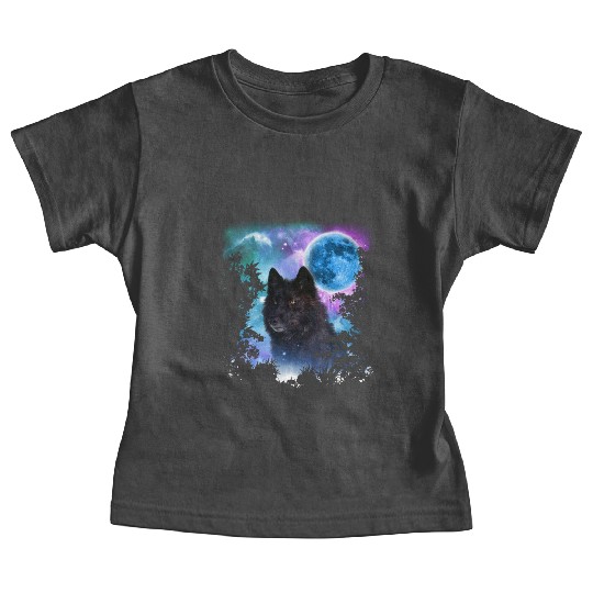 Black Wolf MidNight Forest Baby Tees