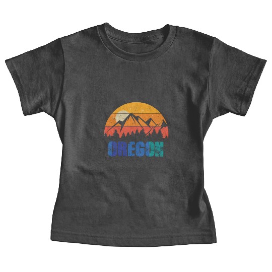 Retro Vintage Oregon With Mountain And Forest Baby Tees