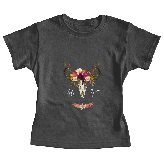 Bohemian Skull Boho Tribal Floral Wild Spirit Gift Baby Tees