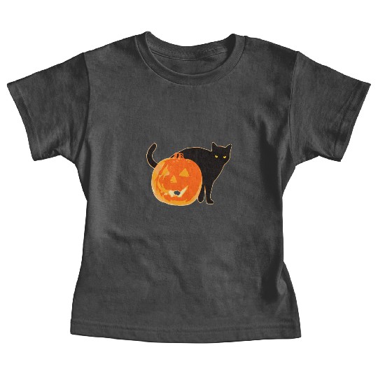 Halloween Black Cat Jack o Lantern Pumpkin Funny Baby Tees