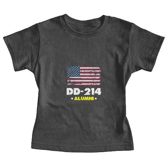 DD-214 Us Armed Forces Alumni American Flag Baby Tees