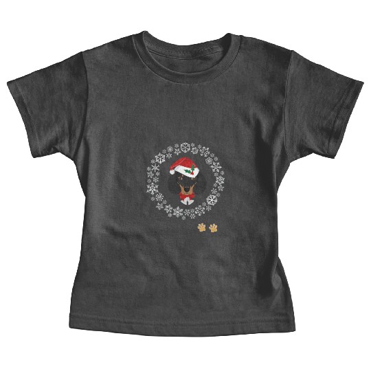 Funny Dachshund Dog Pet Christmas Hat Snow Gift Baby Tees