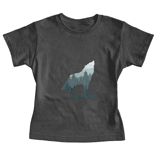 Lone Wolf Survives The Mountain Silhouette Art Baby Tees