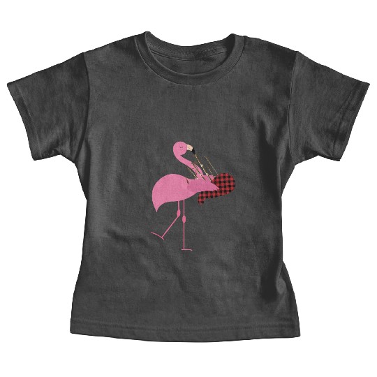 Cute Pink Flamingo Playing Bagpipes Musician Gift Baby Tees