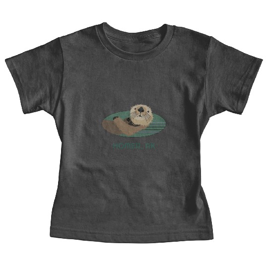 Cute Homer Coast Otter Alaska Resident Fisherman Baby Tees