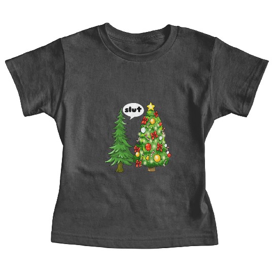 Funny Christmas Tree Slut Baby Tees