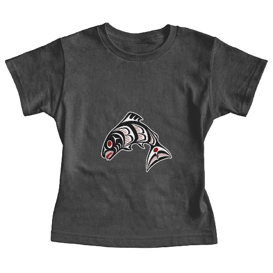 Native American Red Black Haida Vector Salmon Baby Tees