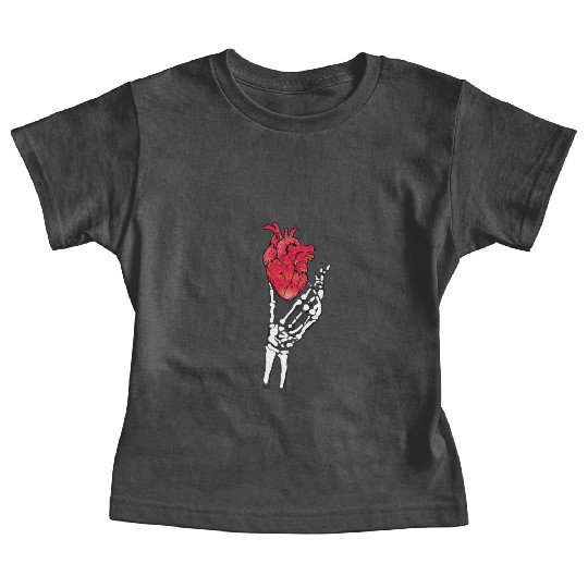 Skeleton hand and red heart Baby Tees