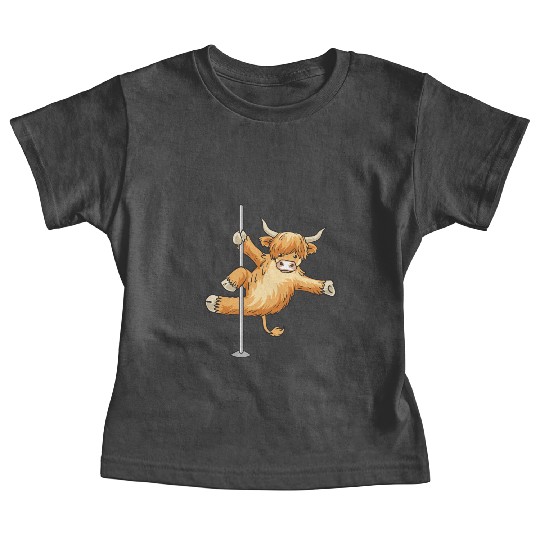 Highland Cattle Scottish Cow Farmer Pole Dance Baby Tees