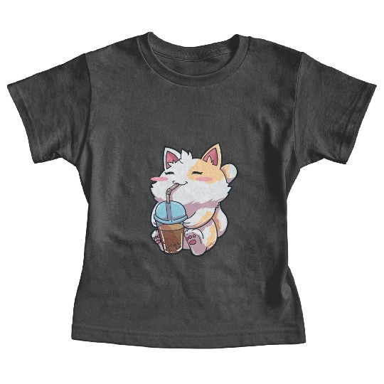 Cat Bubble Tea Anime Baby Tees