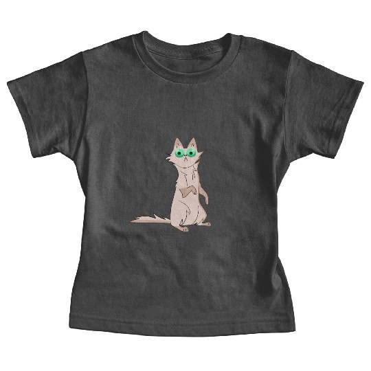 Funny hilarious shocked surprised grey cat cartoon Baby Tees