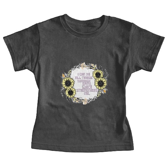 Sunflower Cross Stitch I Can Do All Things Through Baby Tees
