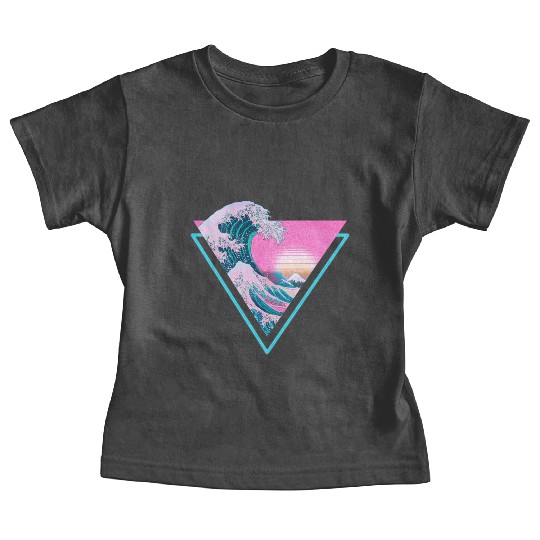 Vaporwave Retro Great Wave Sunset 90's Aesthetic Baby Tees