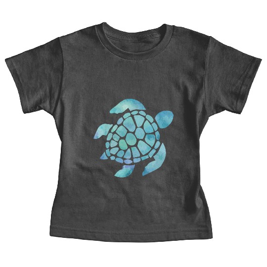 Sea Turtle Watercolor Blue Baby Tees