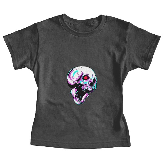 Skull Robot With Red Blinking Eye Cyborg Baby Tees