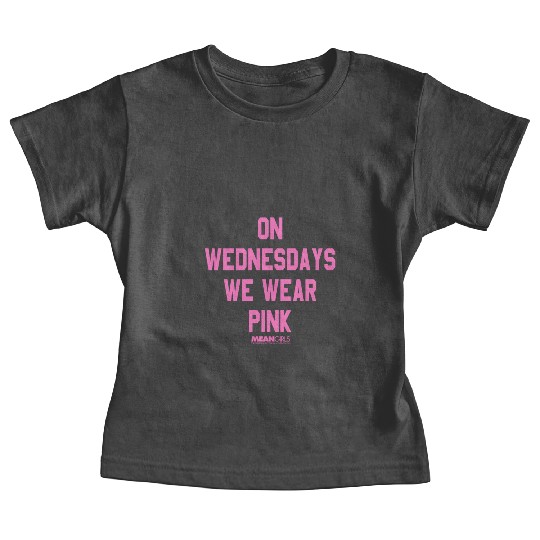 Mean Girls Pink On Wednesday Square Text Baby Tees
