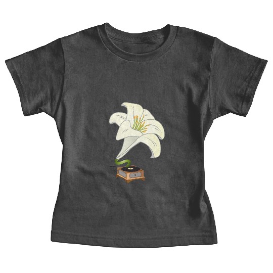 nostalgic lilies flowers blossoms gramophone Baby Tees