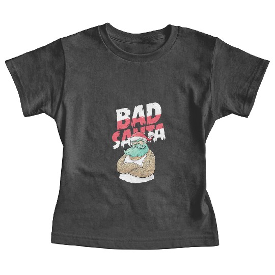 Bad Santa Claus Christmas Tattoo Baby Tees