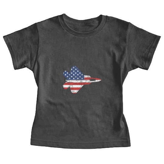 F-22 Raptor Fighter Jet Airplane American Flag F22 Baby Tees