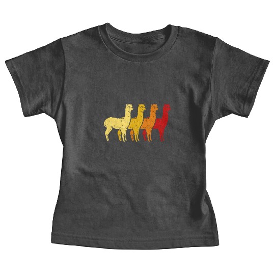 Retro Llama Alpaca Sunset Art Boy Girl Kids Animal Baby Tees
