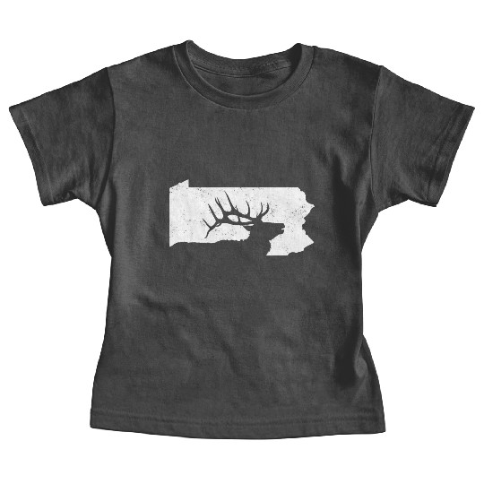 Pennsylvania Elk Hunting Bull Elk PA State Shape Baby Tees