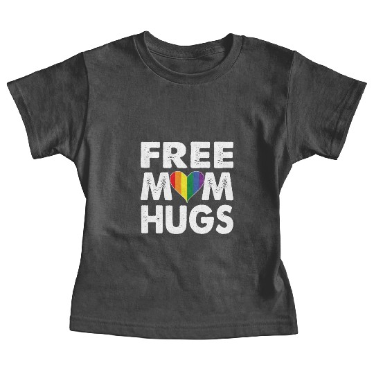 Free Mom Hugs Pride LGBTQ Rainbow Heart Baby Tees