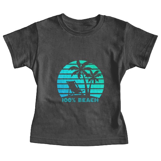 100% BEACH with palm trees and text Baby Tees